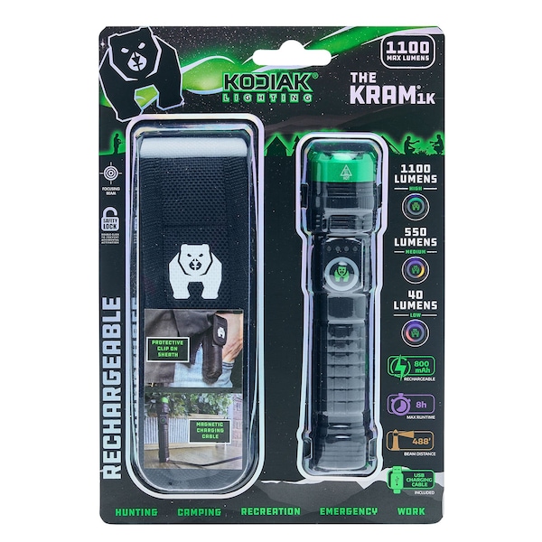 Kodiak Tactical Flashlight with Charging, Rechargeable, 1000 Lumens K1KMAGFL6/12 Zoro